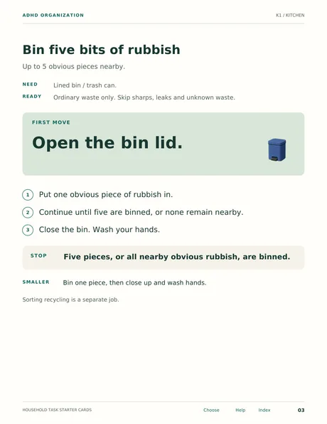Household Task Starter Cards inside page