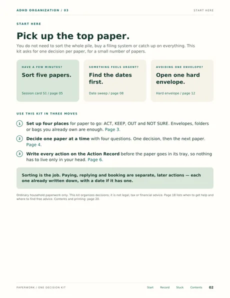 Pick up the top paper