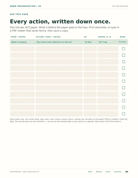 Action Record